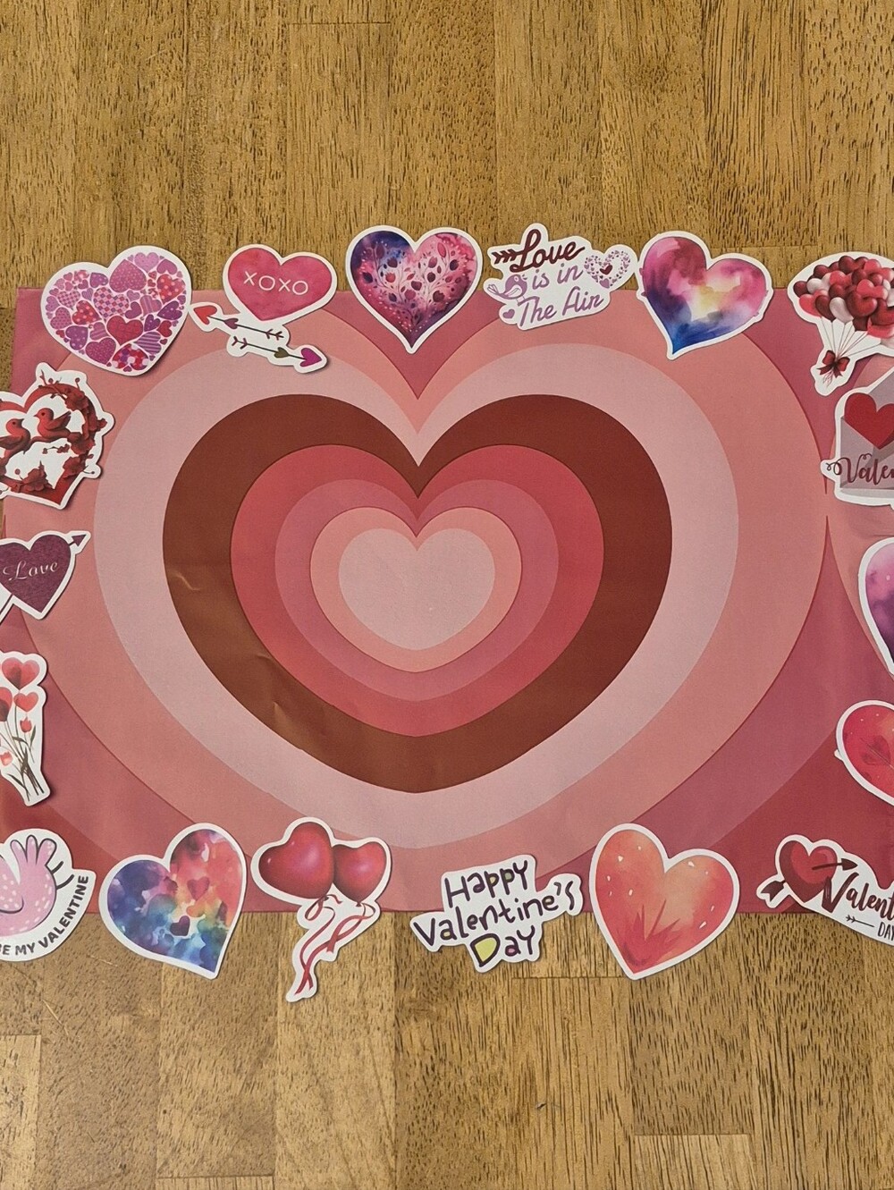 10x13 (25) Poly Mailers + 25 Assorted Vinyl Stickers SET - Hearts Valentines Day